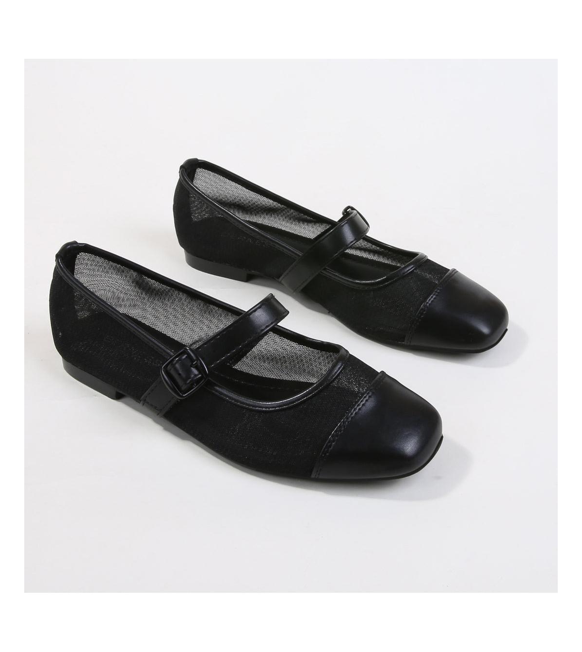 Bona Mesh Mary Jane Flats - Black