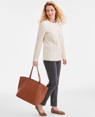 Petite Long-Sleeve Cable Knit Sweater, Macy's Exclusive