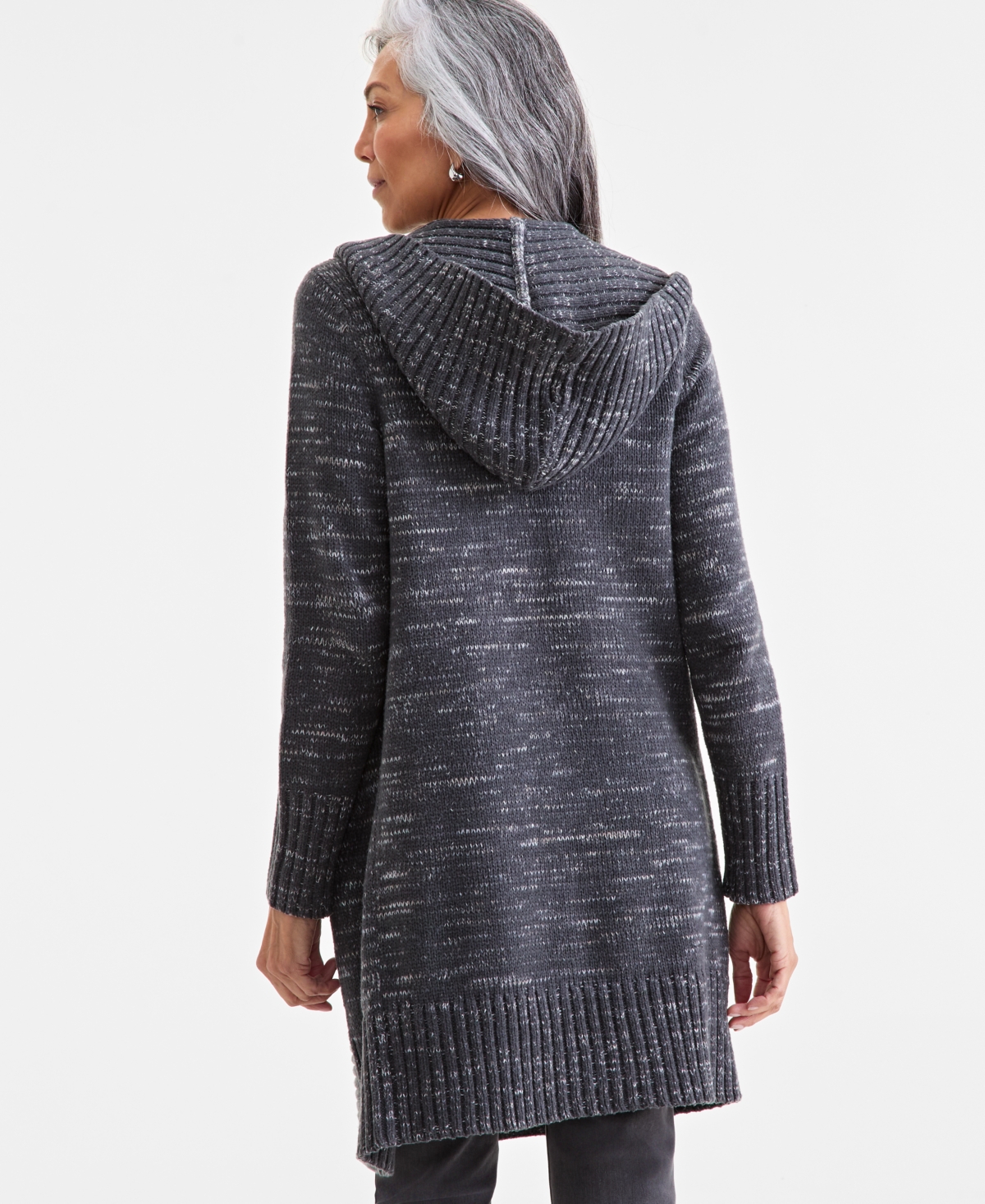 Style & Co Women's Open-front Hooded Cardigan, Macy's Exclusive In Gray