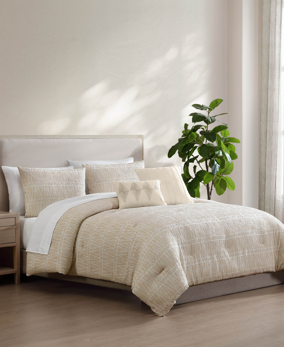 Hallmart Collectibles Wells Geometric 9-pc. Comforter Set, King In Sand