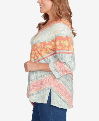 Plus Size Embellished Floral Knit Top