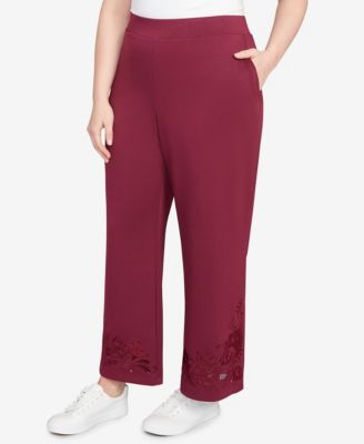 Plus Size Wide Leg Floral Cutout Pants