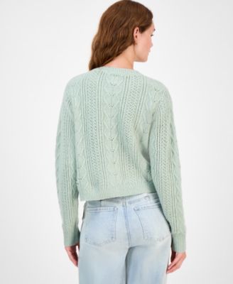 Juniors' Cable-Knit Button-Front Lady Cardigan
