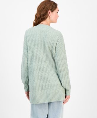 Juniors' Open-Front Long-Sleeve Midi Cardigan 