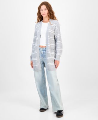 Juniors' Open-Front Long-Sleeve Midi Cardigan 