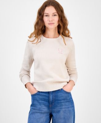 Just Polly - Juniors' Crewneck Long-Sleeve Sweater