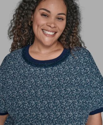 KARL LAGERFIELD PARIS Plus Size Short Sleeve Crew Sweater