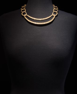 Hammered Link Statement Necklace, 16" + 3" extender, Macy's Exclusive