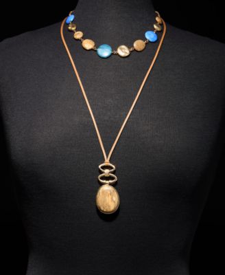 Stone Layered Pendant Necklace, 18" + 3" extender, Macy's Exclusive