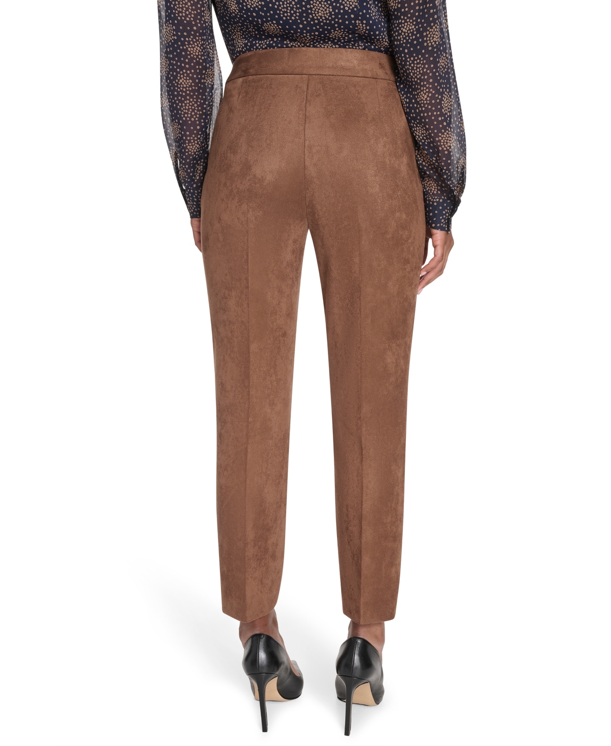 Tommy Hilfiger Women's Scuba Suede High-rise Ankle Pants In Brown