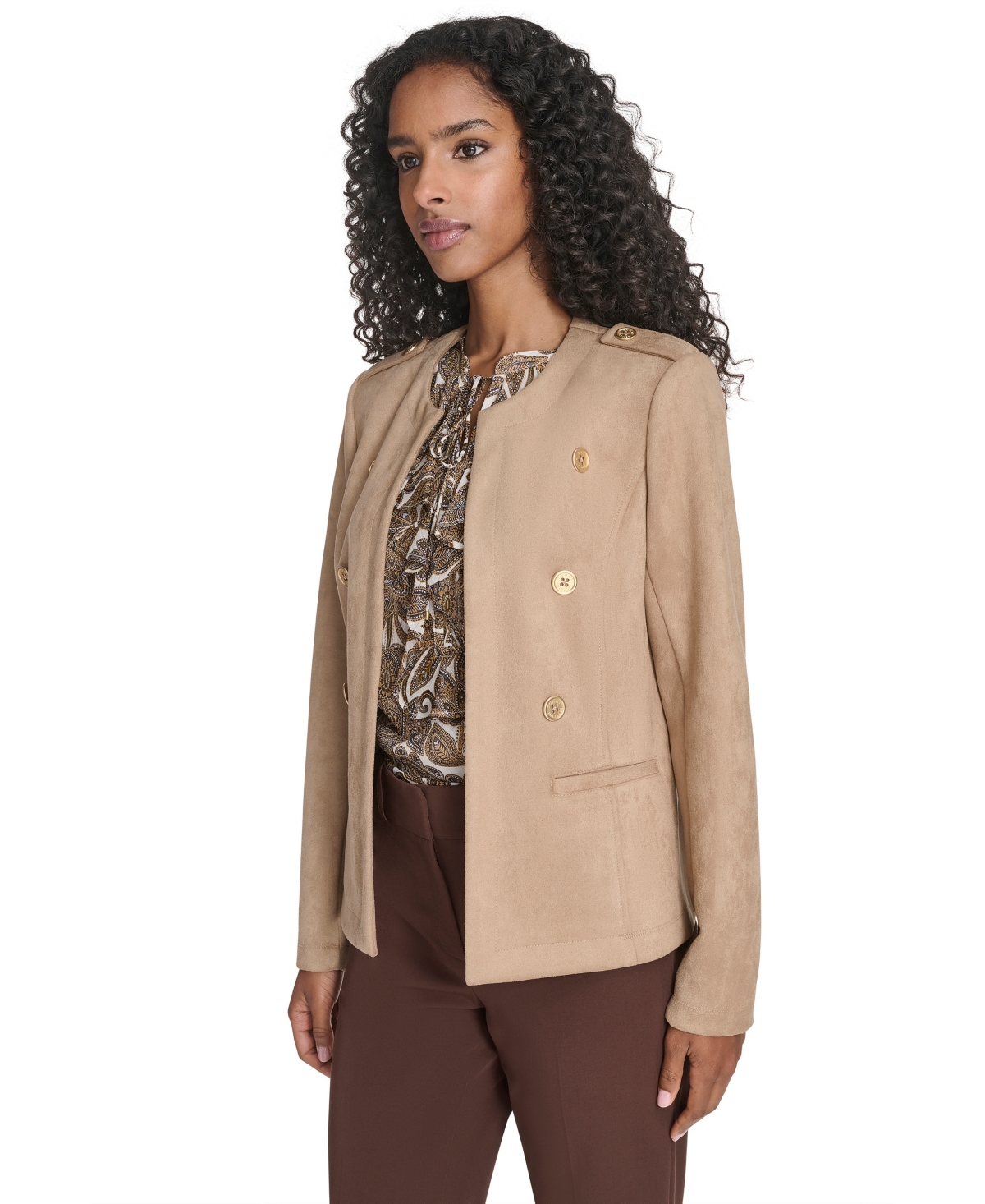 Tommy Hilfiger Women's Scuba Suede Long Sleeve Jacket In Neutral