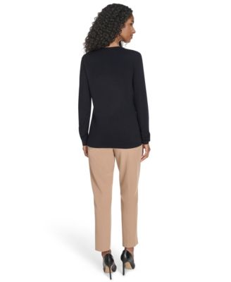 Women's V-Neck Cable Sweater