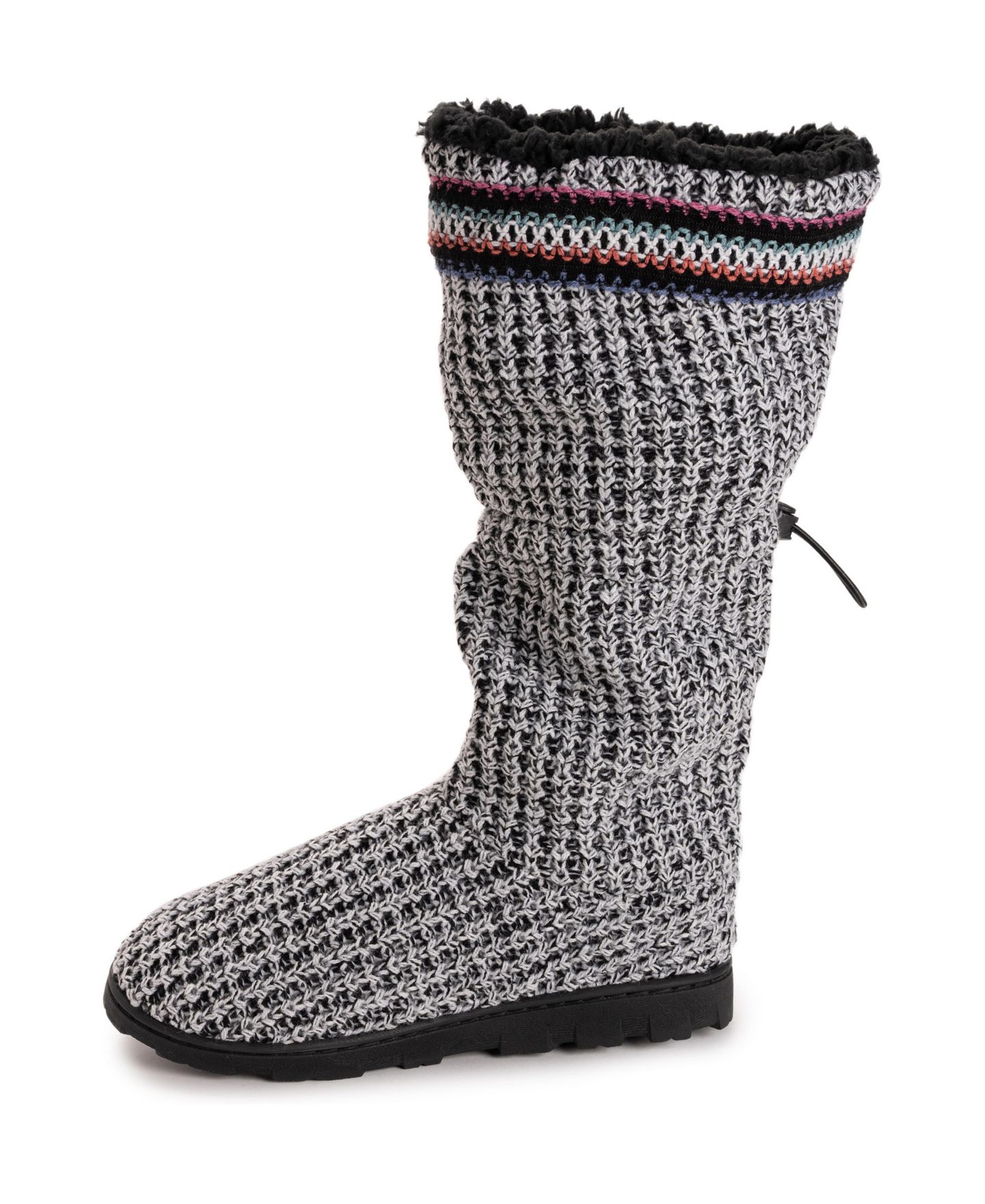 Женские тапочки MUK LUKS Tabbi Toggle Slipper, цвет: Чёрный / Белый — фото 3