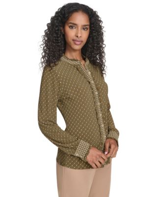 Women's Foulard Ruffle Button-Up Top