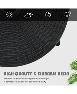 50 lbs Round Resin Patio Umbrella Base Stand Holder w/ Lockable Wheels