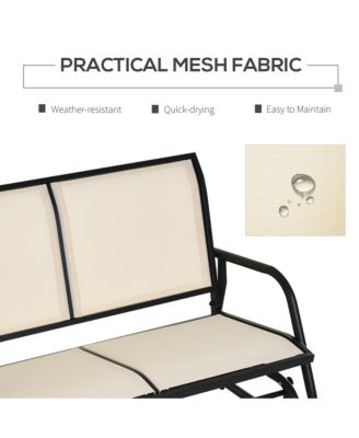 2-Person Outdoor Glider Bench, Patio Double Swing Rocking Chair Loveseat w/Powder Coated Steel Frame for Backyard Garden Porch, Beige