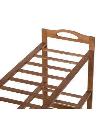 Bamboo Storage Shoe Rack, Free Standing Shoe Organizer Storage Rack, 2 Tier