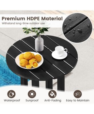 21.5'' Round Bar Table Patio HDPE Bar Height Dining Table w/ Slatted Tabletop