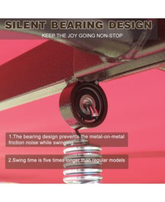 Outdoor Patio 3 seaters Metal Swing Chair Swing bed with Cushion and Adjustable Canopy Red Color