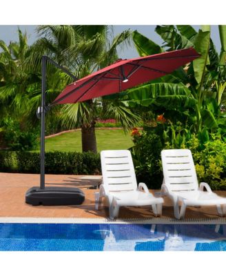 60L Patio Cantilever Offset Umbrella Base Portable Base Weight w/ Wheels