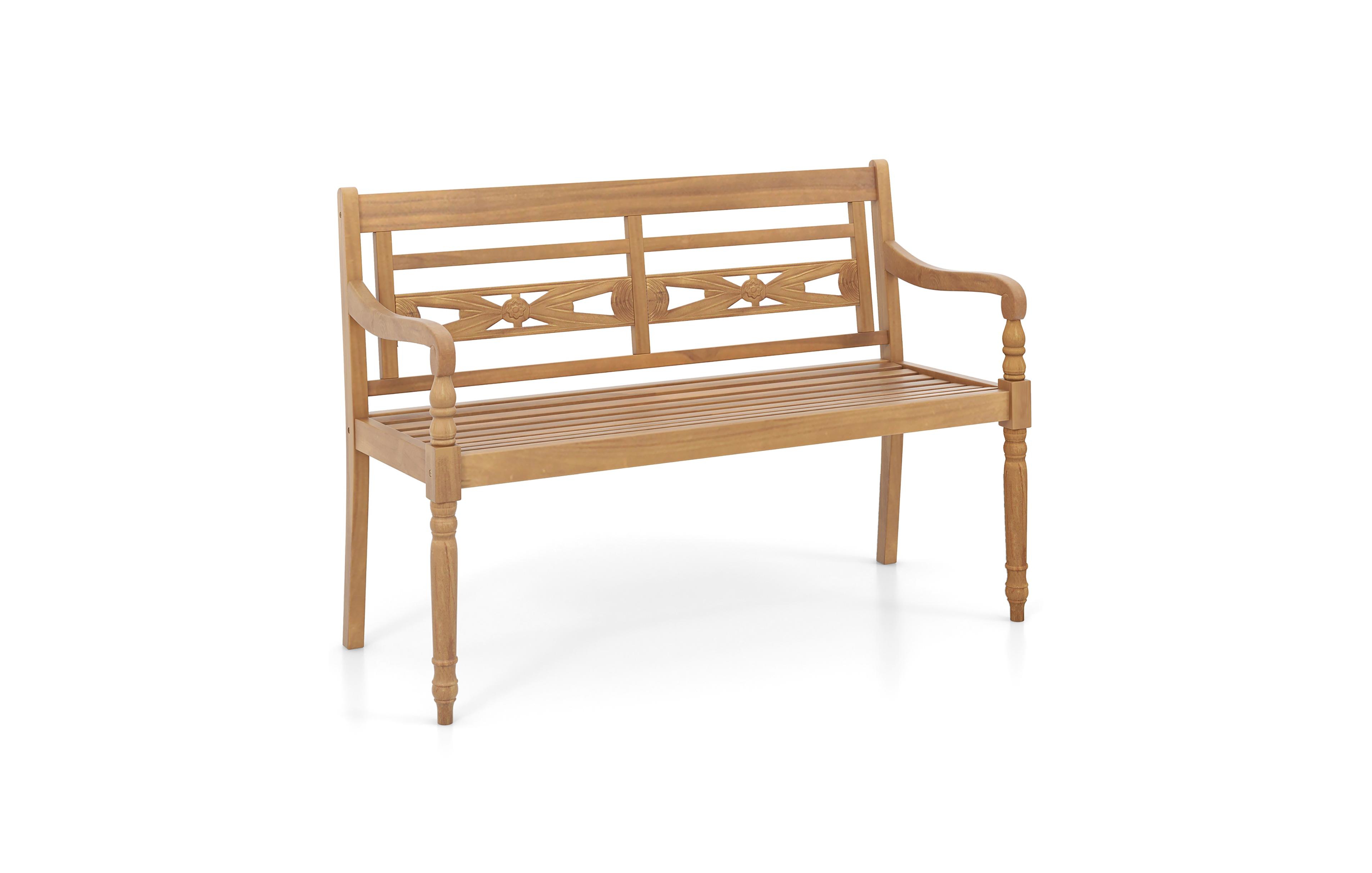 Gymax 2-Person Garden Bench w/ Wide Backrest & Curved Armrests for Backyard