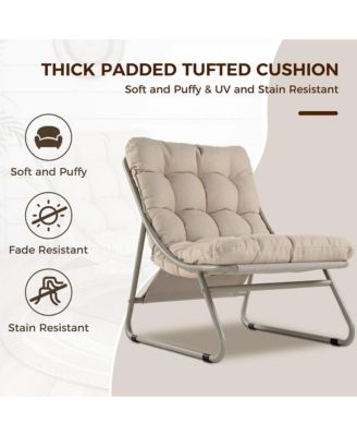 2-Piece All-Iron Removable Lounge Chair Set With Cushions & Footrest,Breathable Mesh Chair
