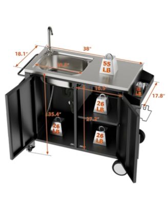 Outdoor Grill Table with Sink & Cabinet