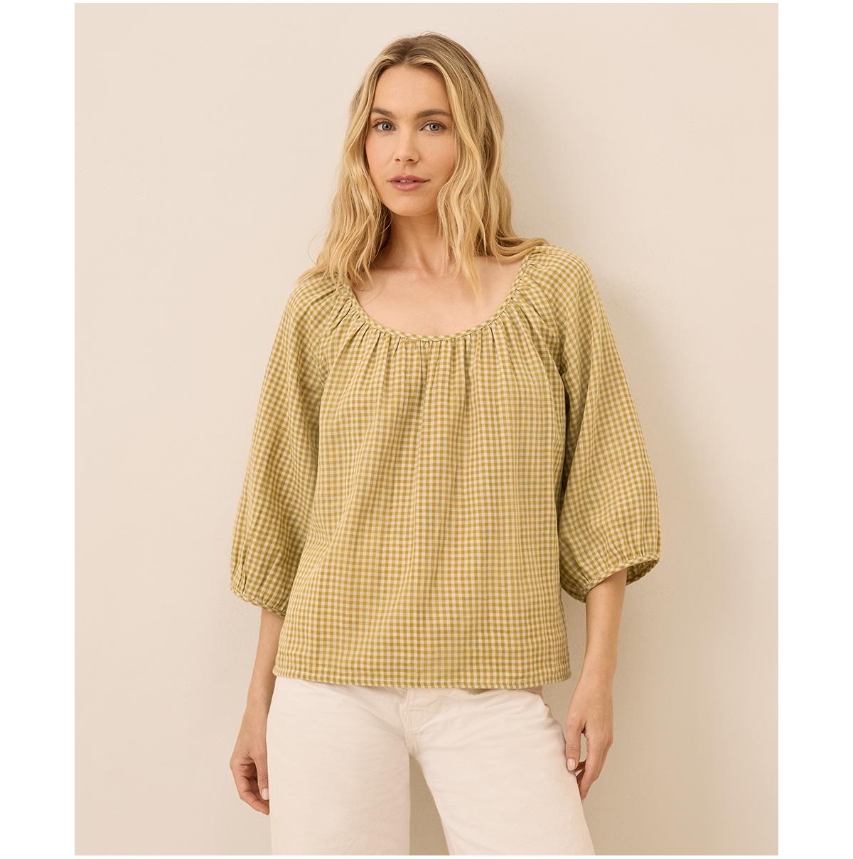 Pact Organic Cotton Coastal Double Gauze Scoop Neck Top