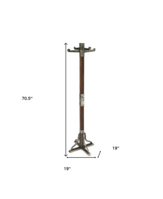 Industrial Vintage Style Coat Rack with Metal Frame and Wood Accents for Entryway