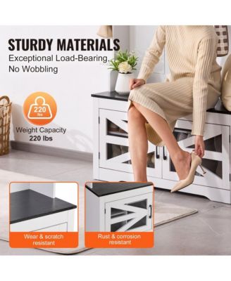 Entryway Bench with LED Coat Rack, 7 Hooks, Shoe Storage, and Adjustable Shelves