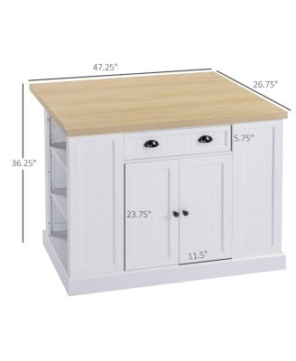 White Kitchen Helper: Freestanding Island Table with Drop Leaf