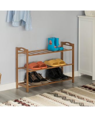 Bamboo Storage Shoe Rack, Free Standing Shoe Organizer Storage Rack, 3 Tier