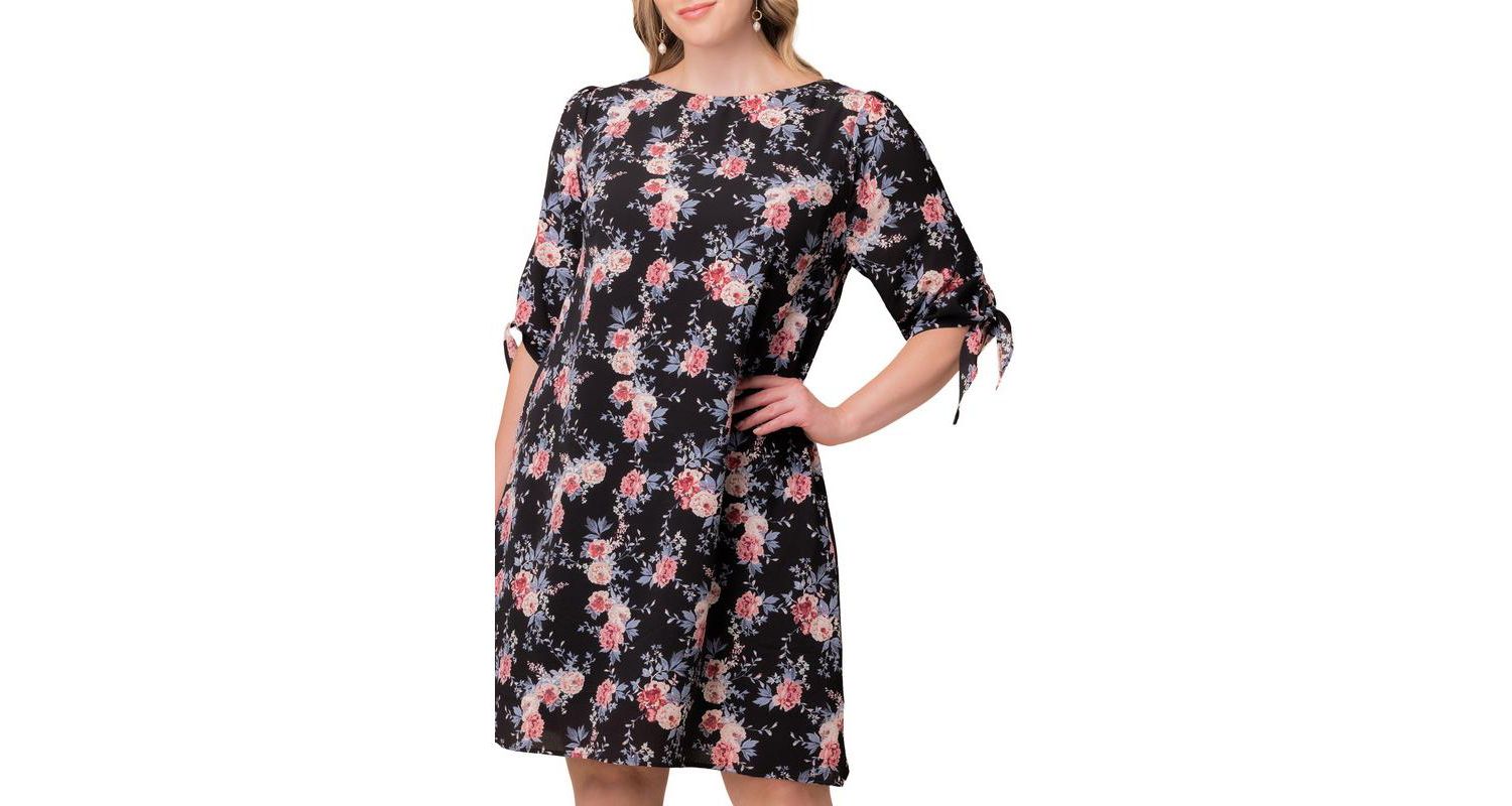 Plus Size Manhattan Shift Dress with Tie Sleeves
