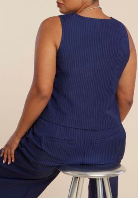 Women's Plus Size Pinstripe Suit Vest