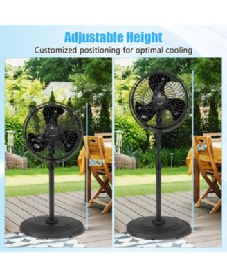 16 Inch Outdoor Misting Fan Oscillating Pedestal Fan with 3 Mist Levels
