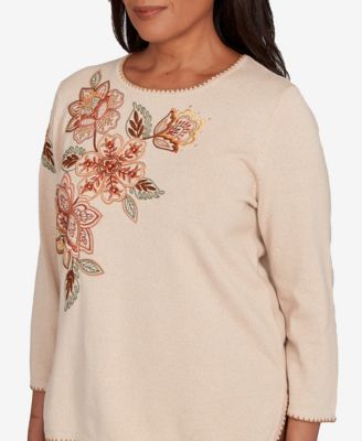 Women's Mount Laurel Asymmetrical Embroidered Flower Sweater
