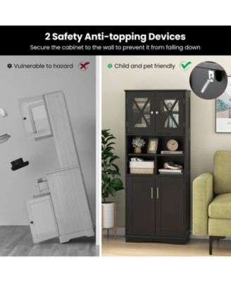 Tall Bathroom Cabinet Large Floor Storage Cabinet with Acrylic Doors & 3 Cubes