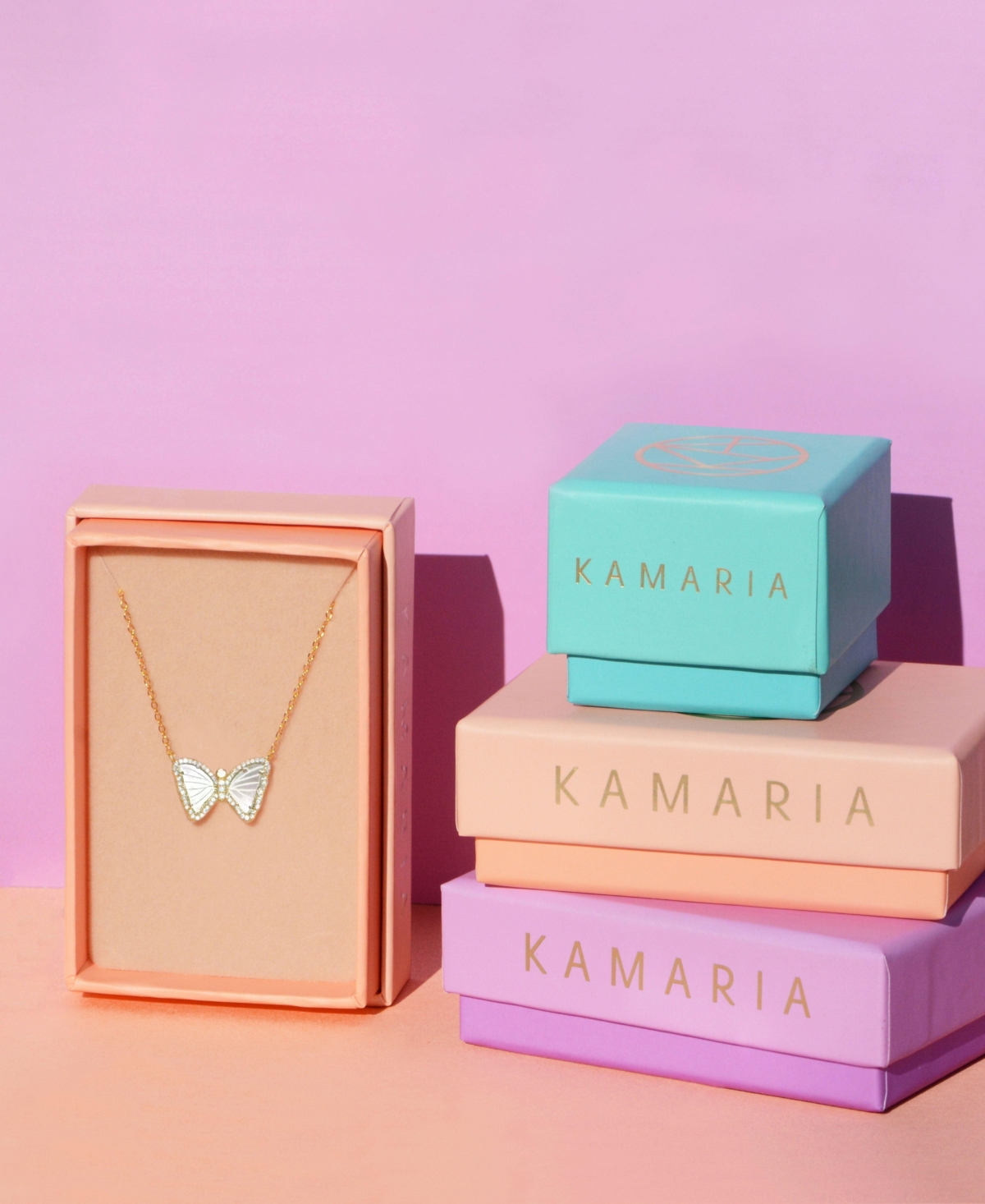 Kamaria Mini Butterfly Necklace With Mother Of Pearl In 14k Gold Plated Sterling Silver