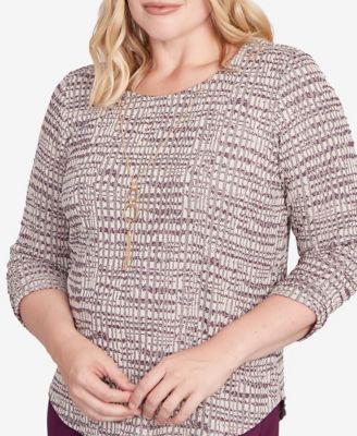 Women's Urban Legend Textured Shimmer Space Dye Top with Necklace