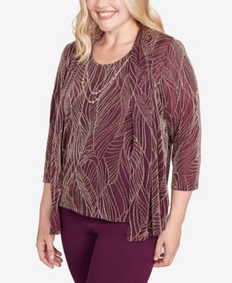 Women's Urban Legend Glitter Leaf Two in One Top with Necklace