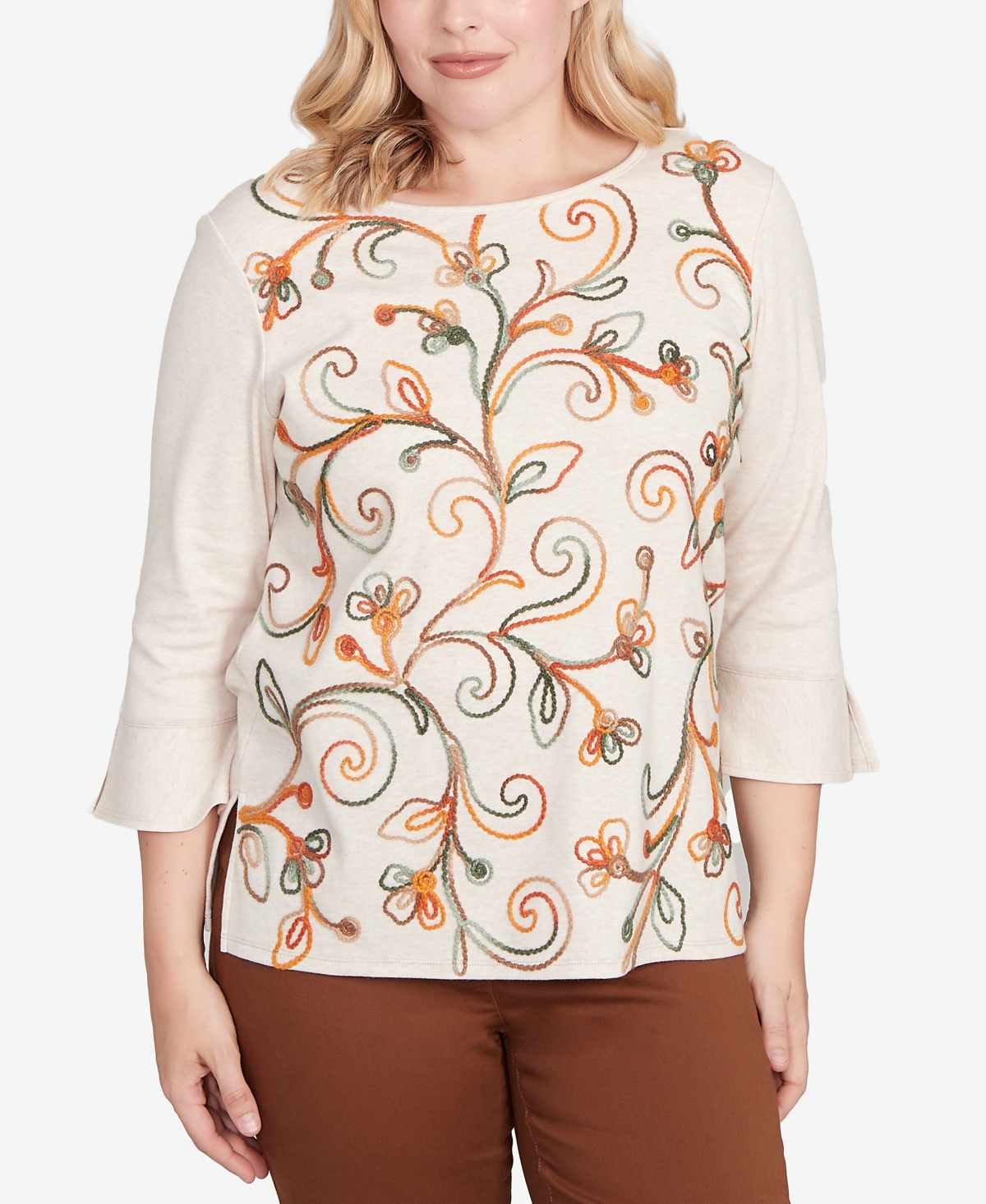 Women's Mount Laurel Textured Scroll Embroidered Top - Oatmeal