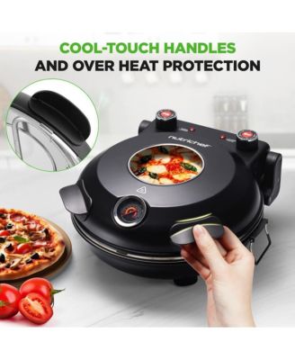 Countertop Pizza Maker - Electric Pizza Oven with Temperature Controls, Window and Thermometer (Black)