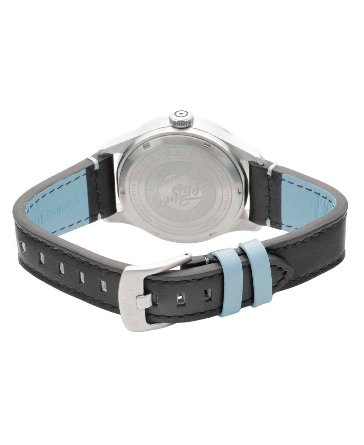 Avi-8 Flyboy Airmaster Gmt Leather Strap Watch, 40mm In Black