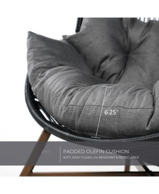 Hand-Woven Wicker Oversized Egg Chair,Rust-Resistant Steel Frame & 6.25" Thick Cushion Chair