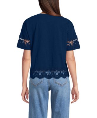 Women's Short Sleeve Slub Jersey Cutwork T-Shirt