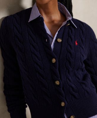 Women's Cable-Knit Wool-Cashmere Cardigan Sweater