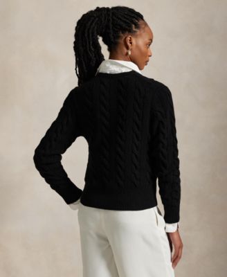 Women's Cable-Knit Wool-Cashmere Cardigan Sweater