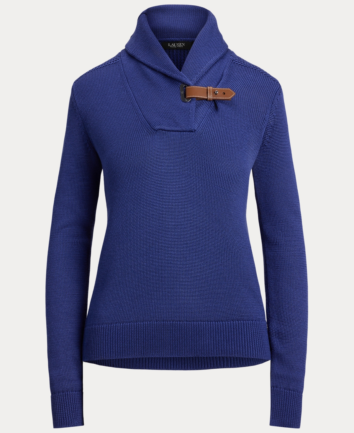 Ralph Lauren Buckle-trim Cotton-blend Sweater In Blue