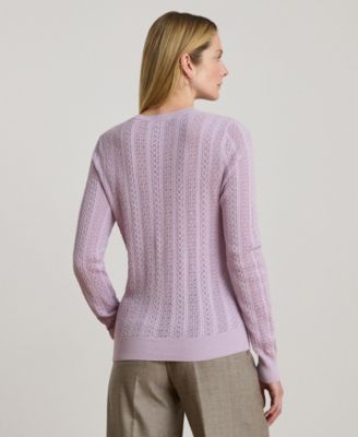 Women's Long Sleeves Pointelle-Knit Sweater