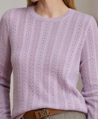 Women's Long Sleeves Pointelle-Knit Sweater